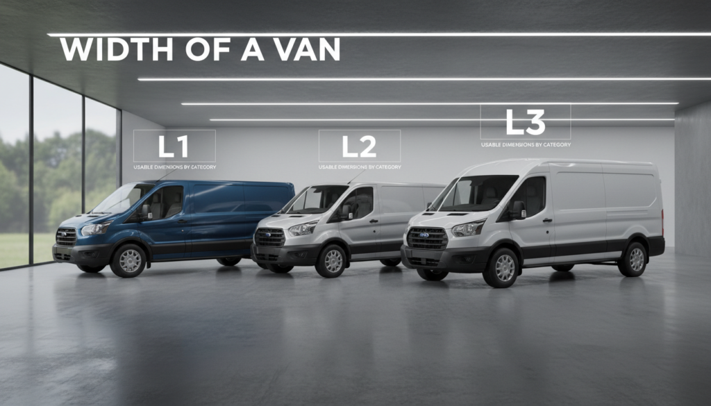 découvrez les largeurs et dimensions utiles des fourgons selon les catégories l1, l2 et l3 pour mieux choisir votre véhicule professionnel adapté.